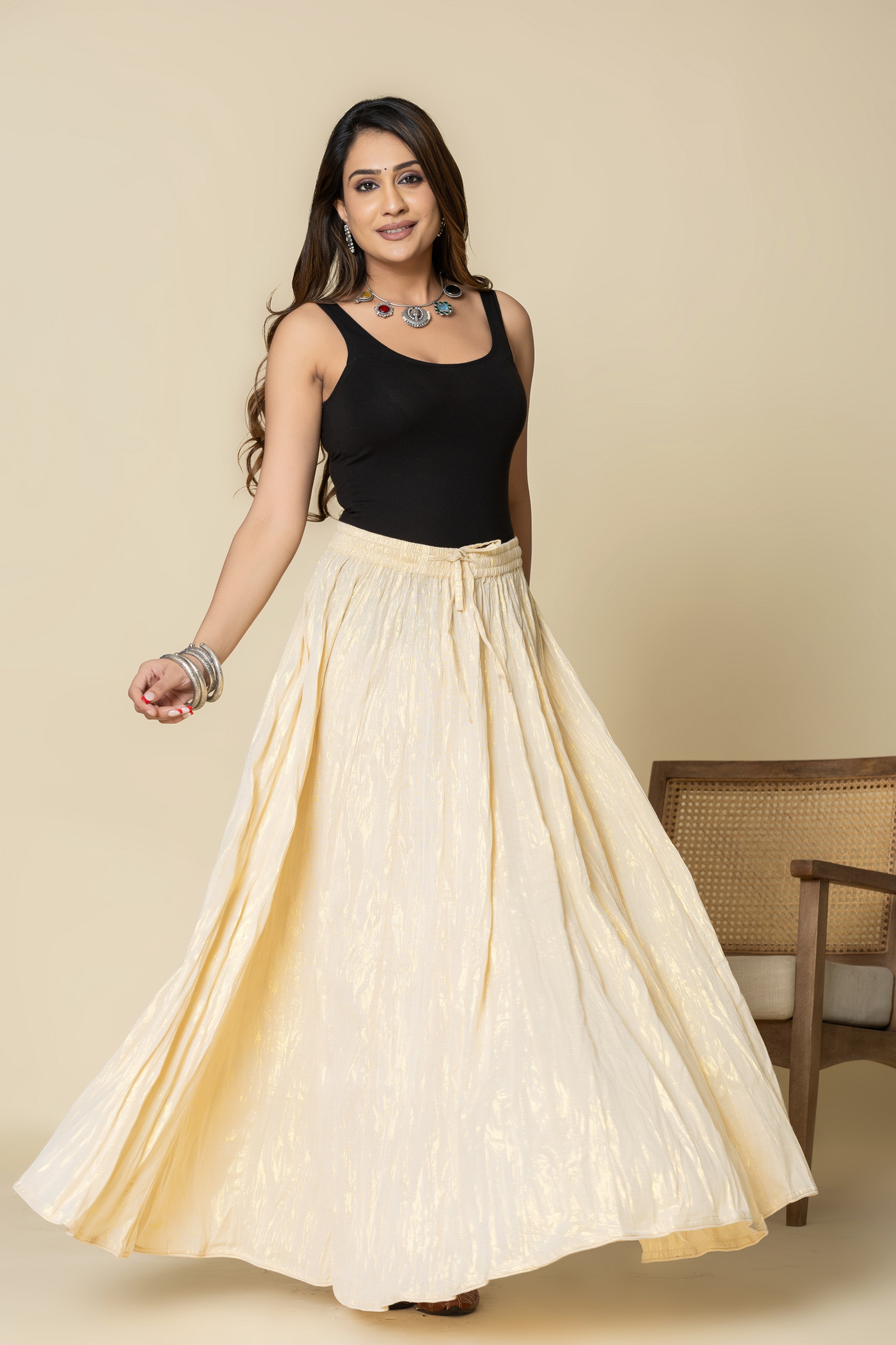 Cotton Zari 28 Kali Kalidaar Skirt