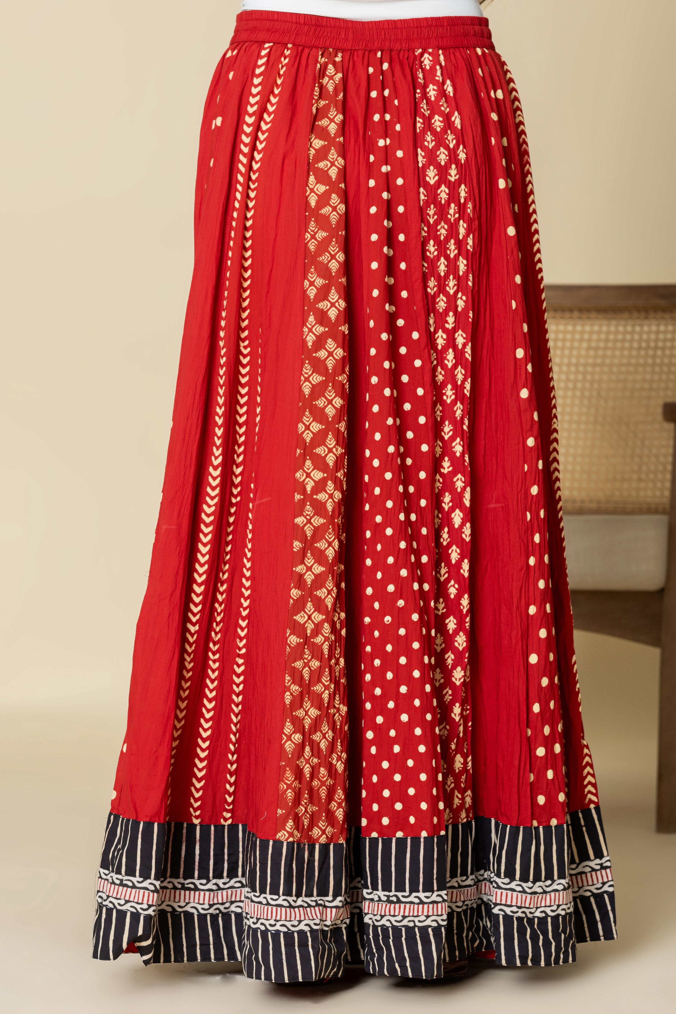 Laal Ghagra Crinkled Cotton 28 Kali Kalidaar Skirt