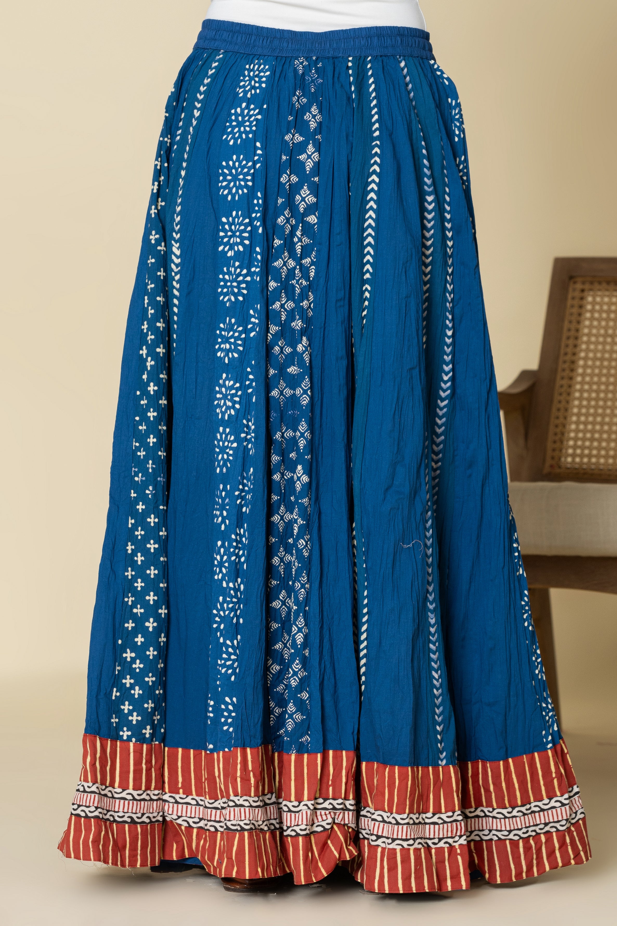 Blue Crinkled Cotton 28 Kali Kalidaar Skirt