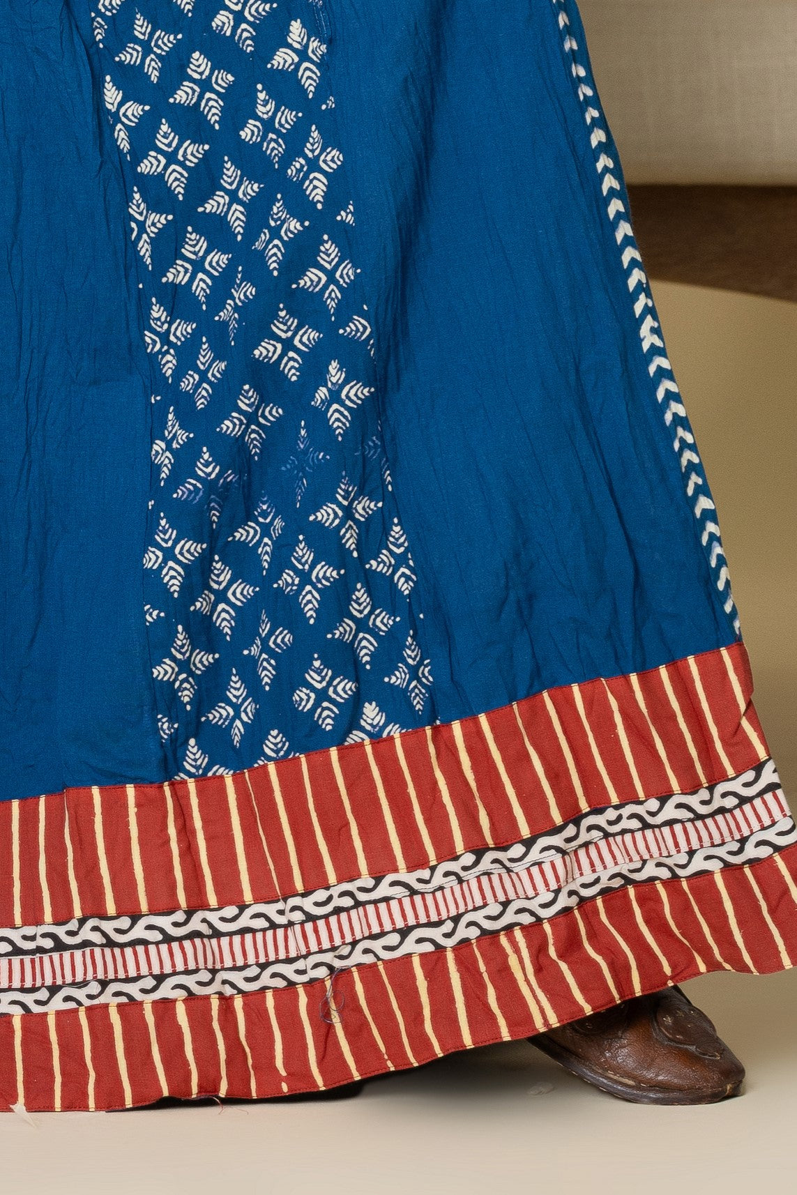 Blue Crinkled Cotton 28 Kali Kalidaar Skirt