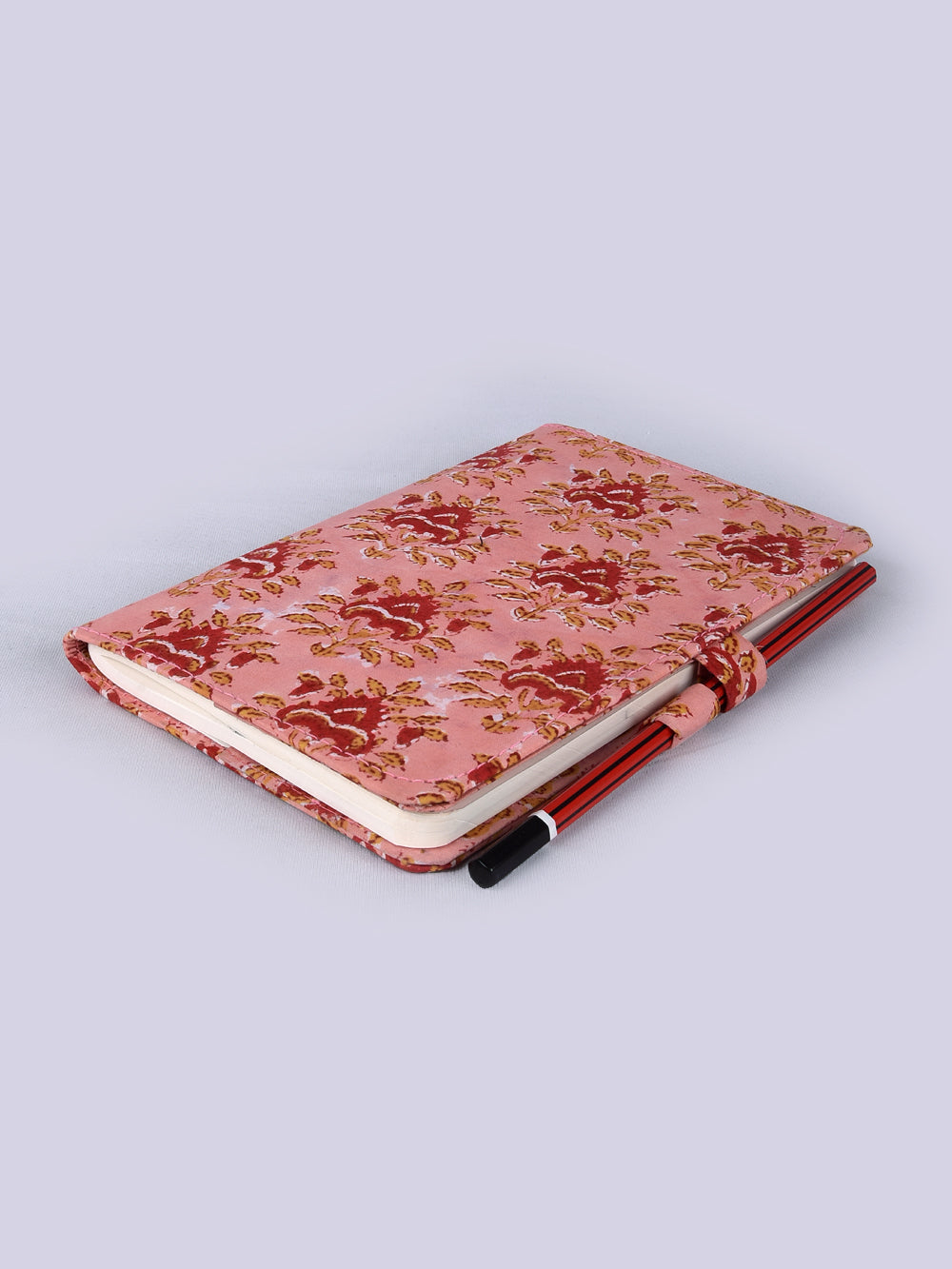 Pink Flower Bouquet Hand Block Printed Jot it Down Pencil Diary