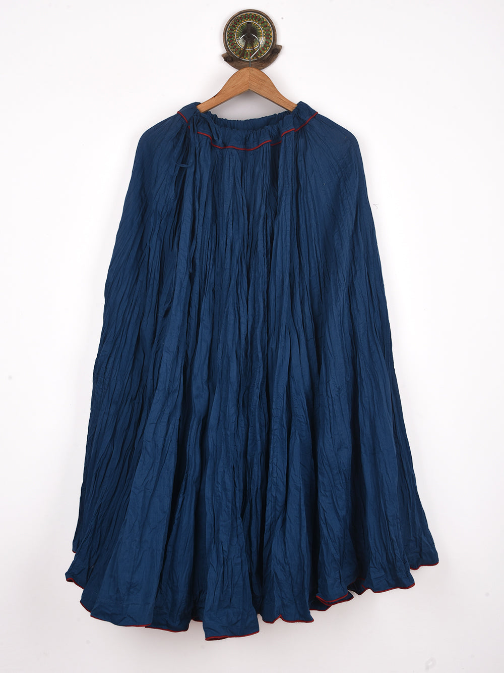 Plain Dyed Indigo Blue Crinkled Cotton Cambric 48 Kali Kalidaar Skirt