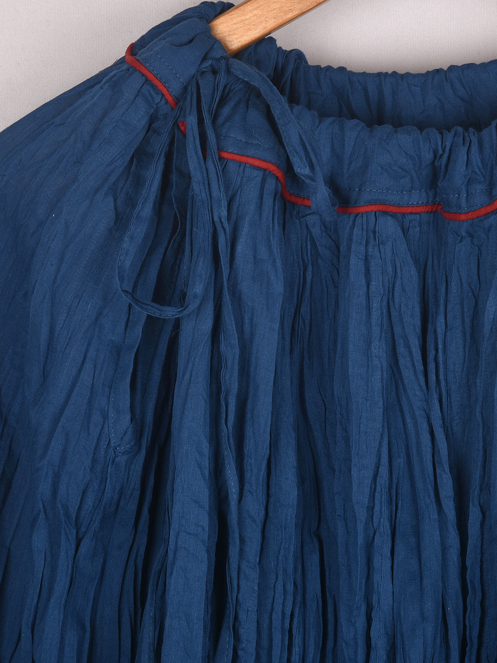 Plain Dyed Indigo Blue Crinkled Cotton Cambric 48 Kali Kalidaar Skirt