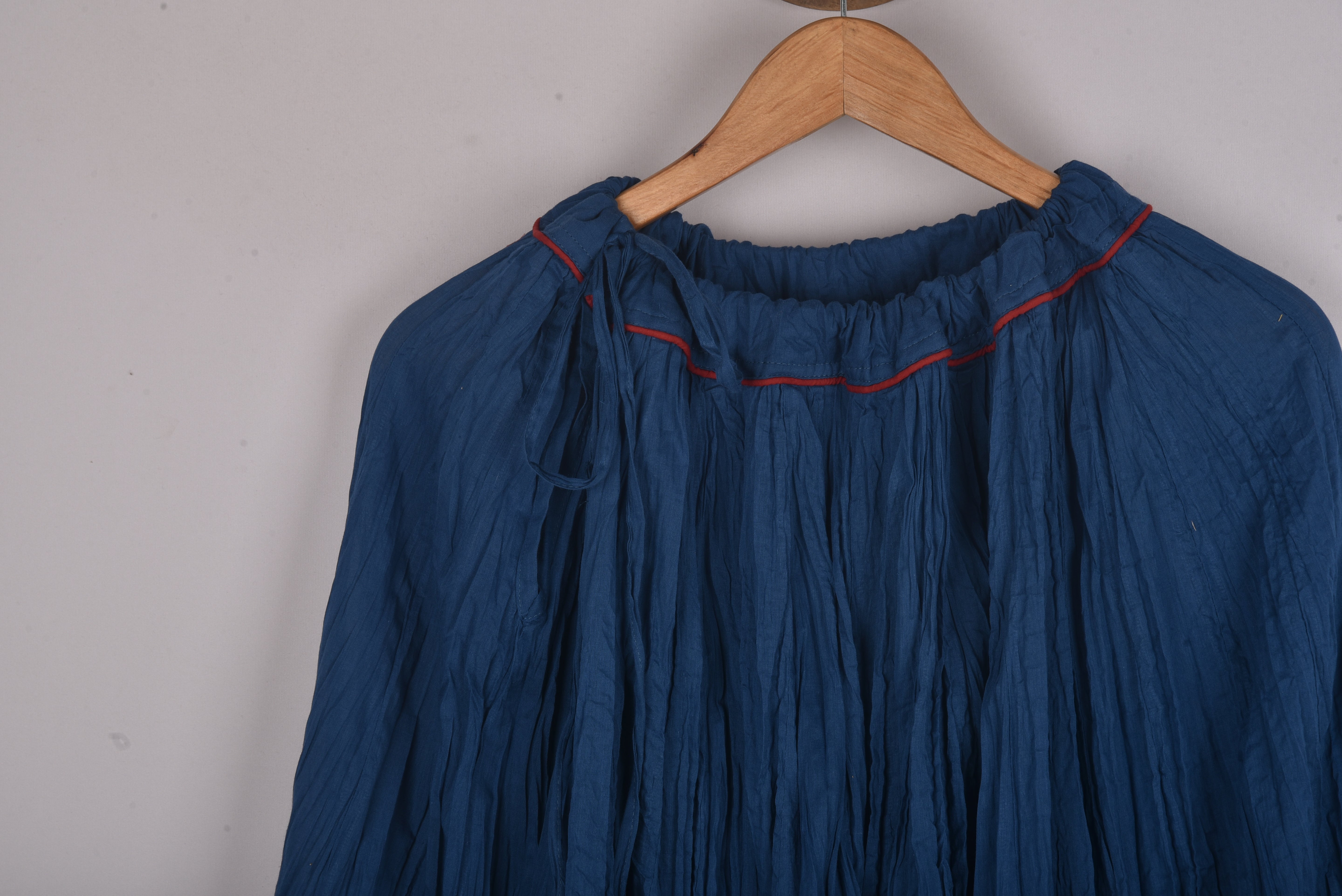 Plain Dyed Indigo Blue Crinkled Cotton Cambric 48 Kali Kalidaar Skirt