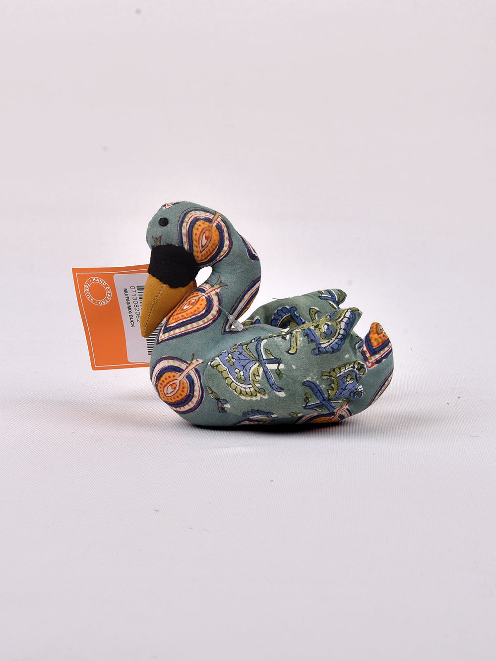 Swan Sea Green Hand Block Printed Fabric Soft Toy