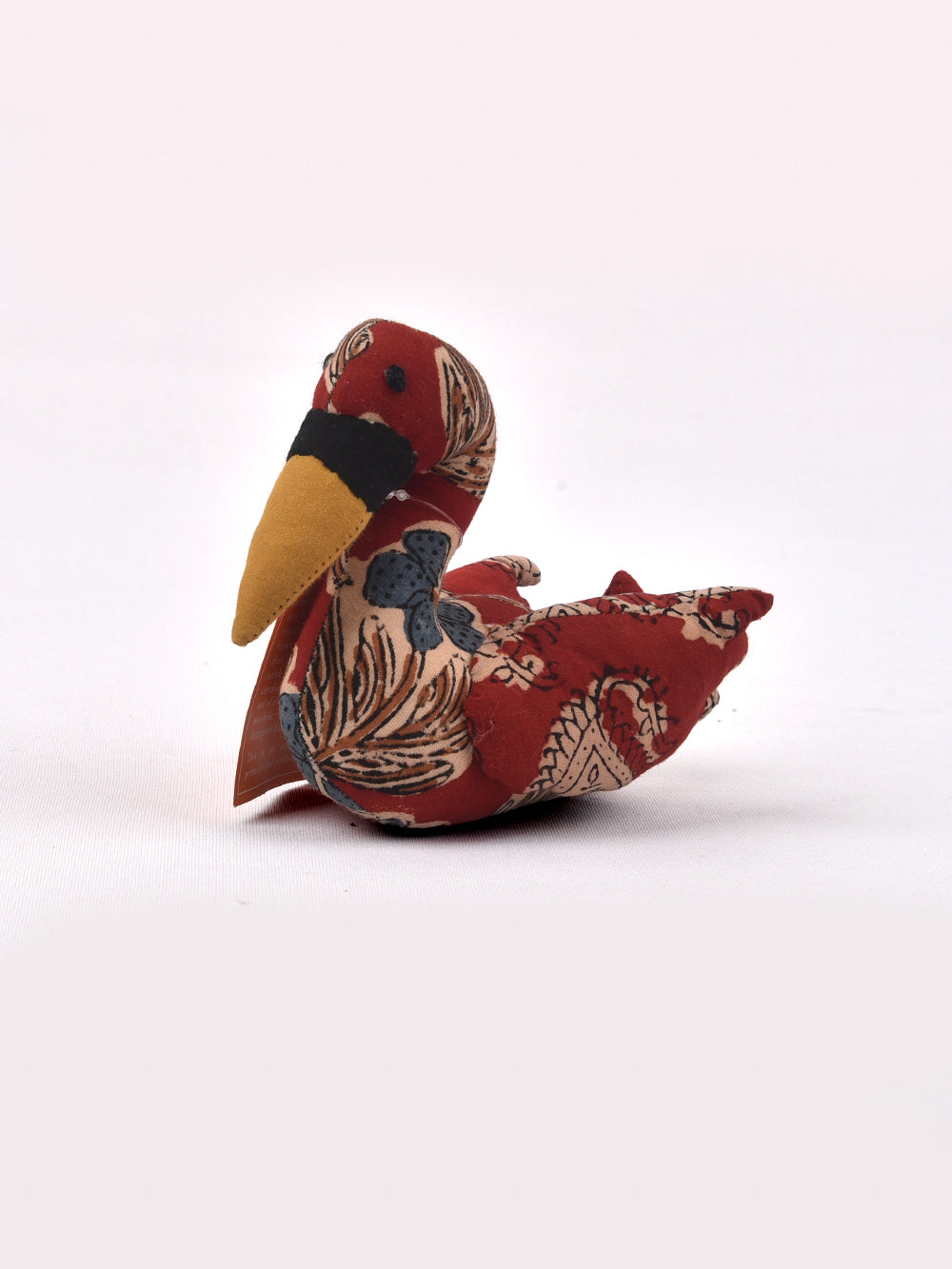 Swan Red Hand Block Printed Fabric Soft Toy