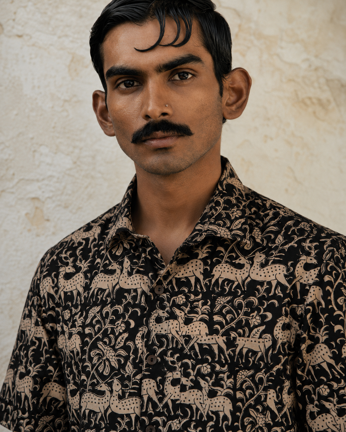 Black Hiran Cotton Mens Half Sleeve Shirts