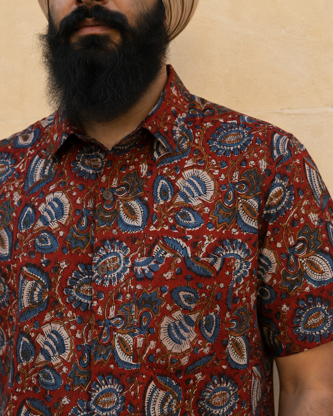 Bagru Jaal Cotton Mens Half Sleeve Shirts