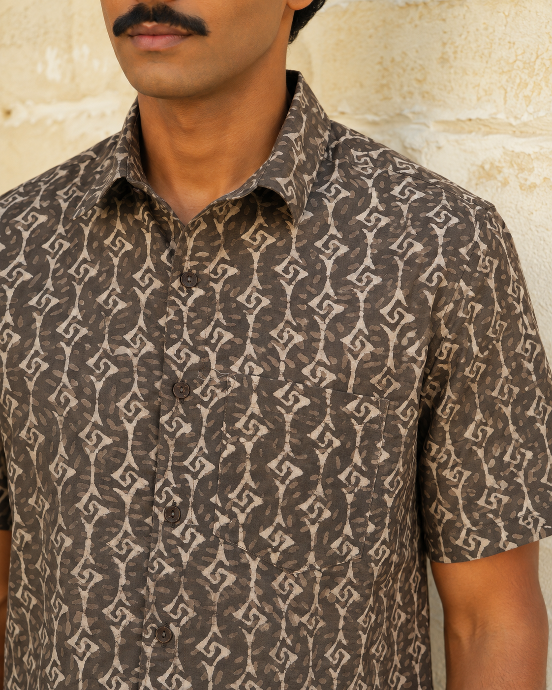 Kasis Diamond Streaks Cotton Mens Half Sleeve Shirts