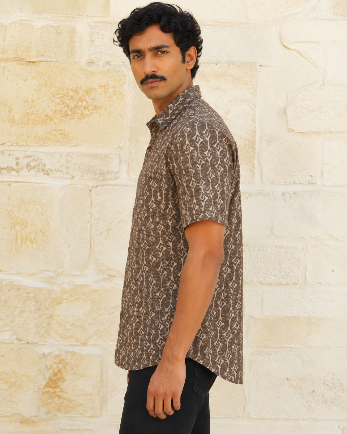 Kasis Diamond Streaks Cotton Mens Half Sleeve Shirts