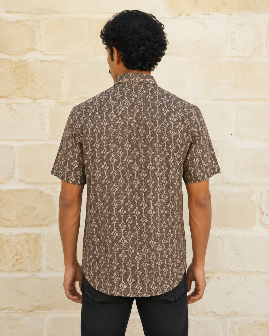 Kasis Diamond Streaks Cotton Mens Half Sleeve Shirts