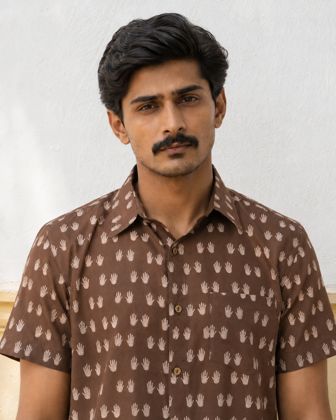 Grey Hands Cotton Mens Half Sleeve Shirts