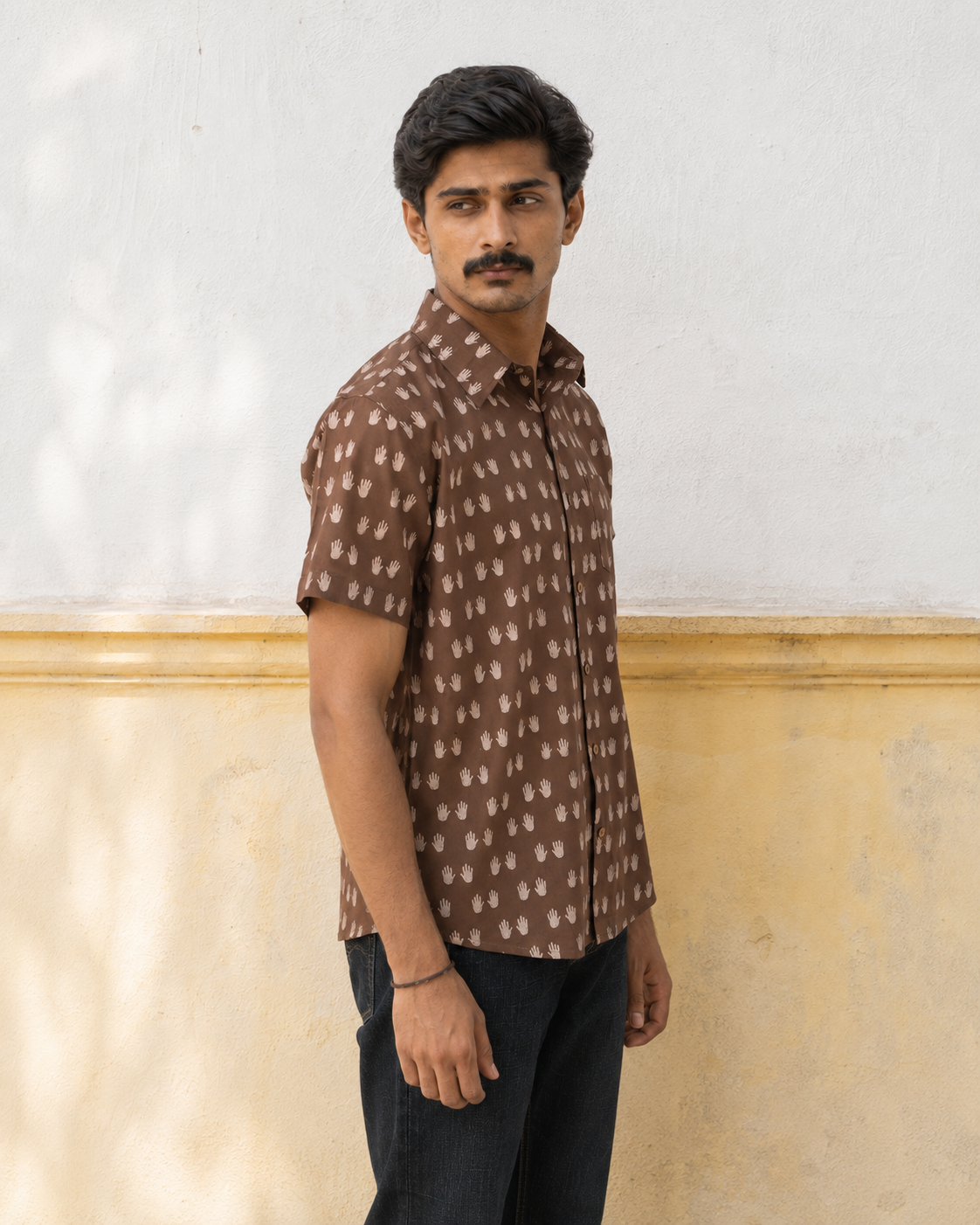 Grey Hands Cotton Mens Half Sleeve Shirts