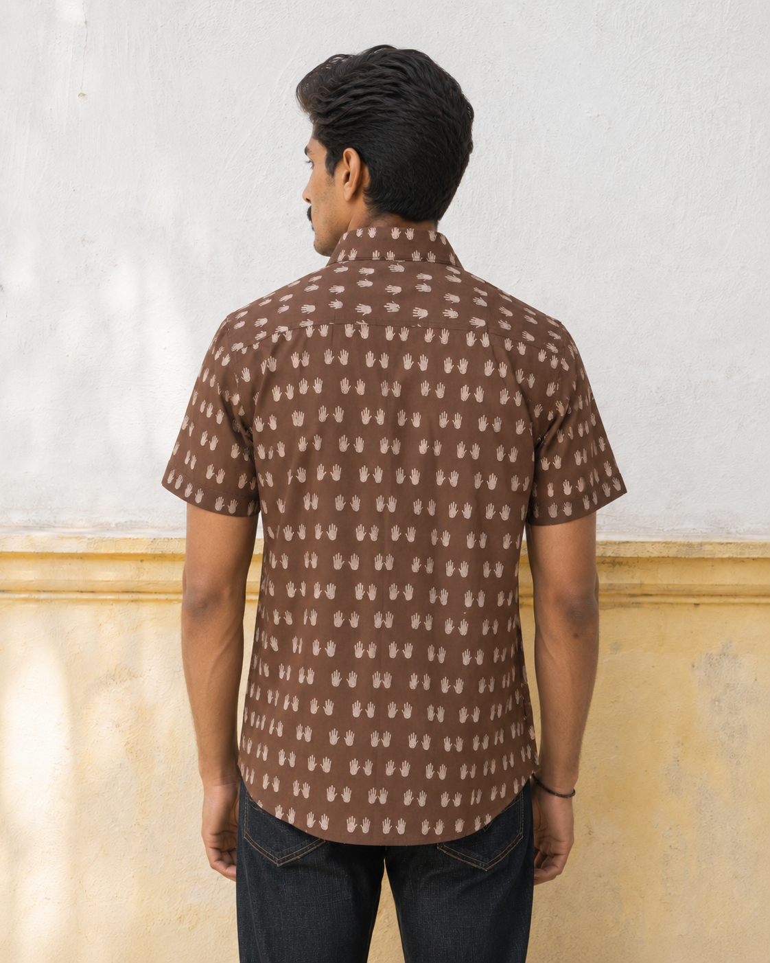 Grey Hands Cotton Mens Half Sleeve Shirts