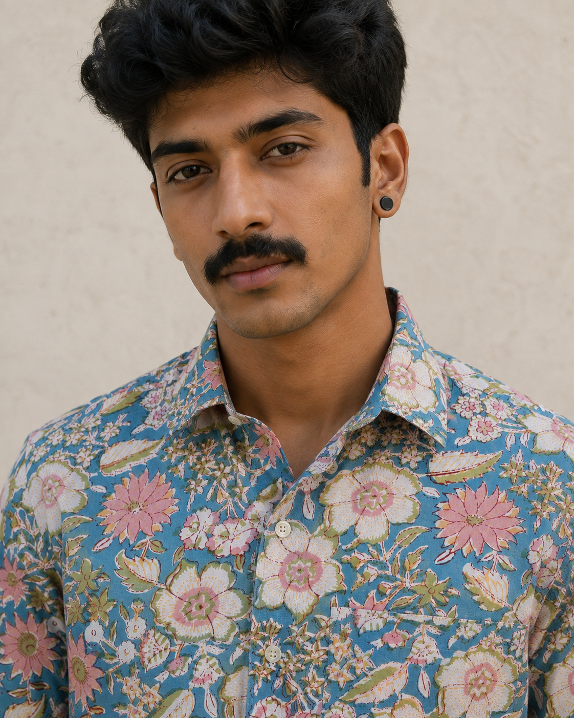 Sky Blue Bagaan Cotton Mens Half Sleeve Shirts