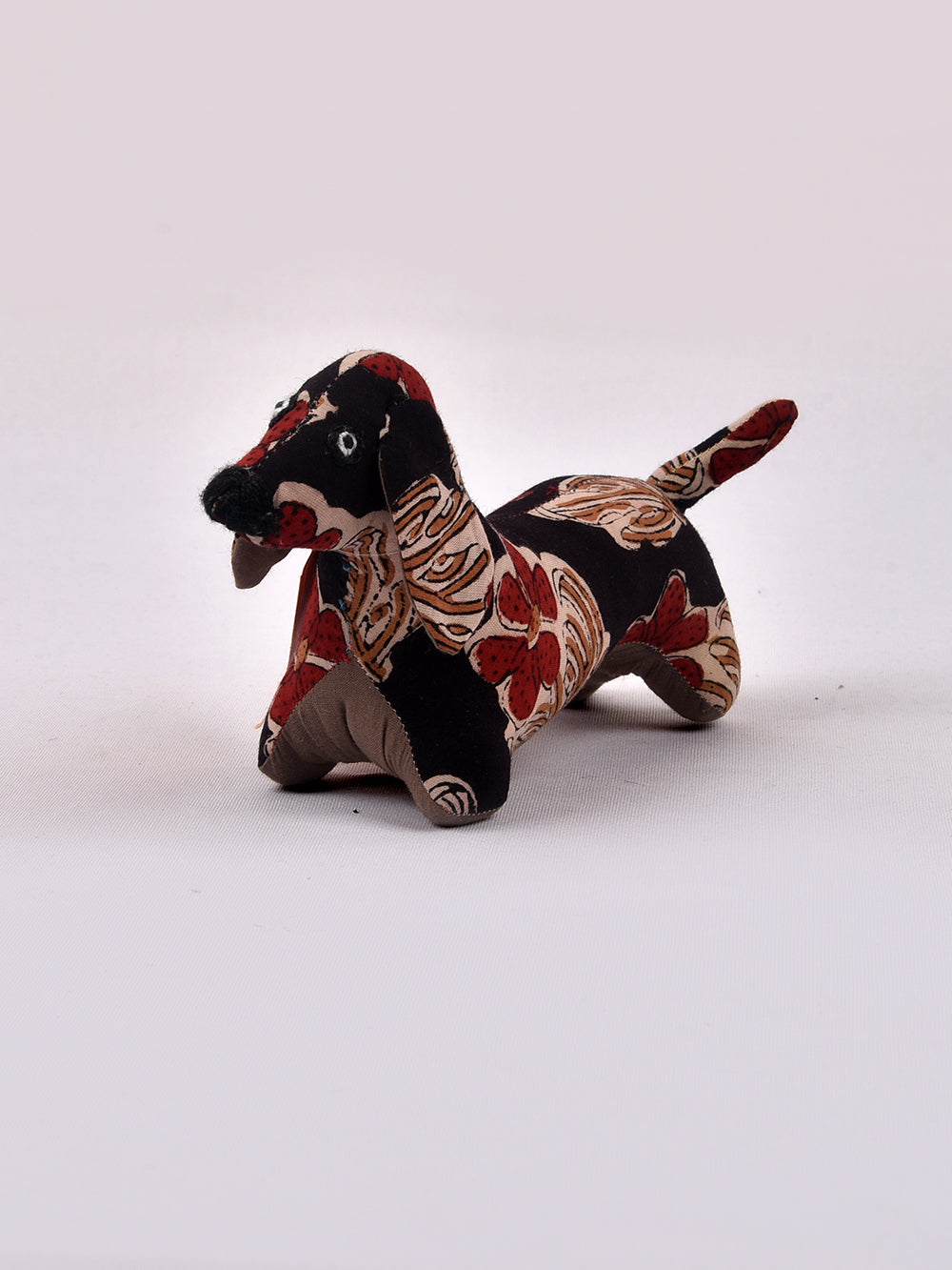 Dog Black Hand Block Printed Fabric Soft Toy