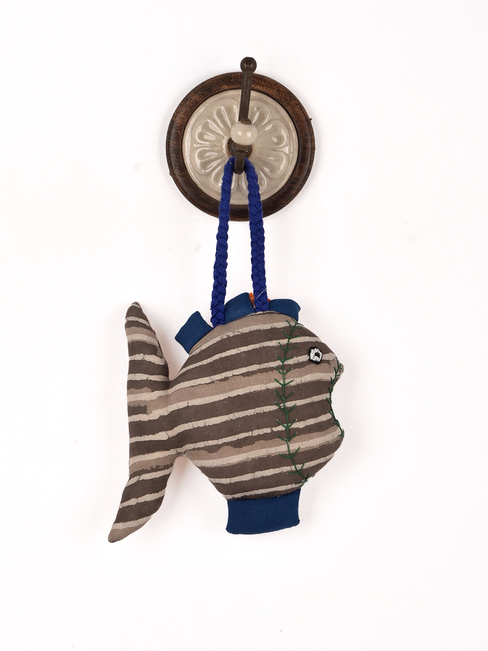 Fish Grey Hand Block Printed Fabric Soft Toy