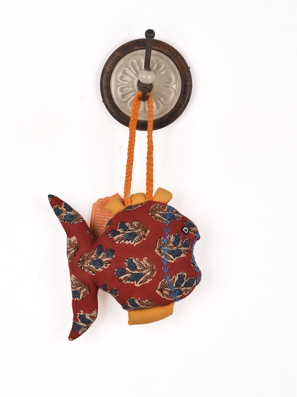 Fish Bagru Red Booti Hand Block Printed Fabric Soft Toy