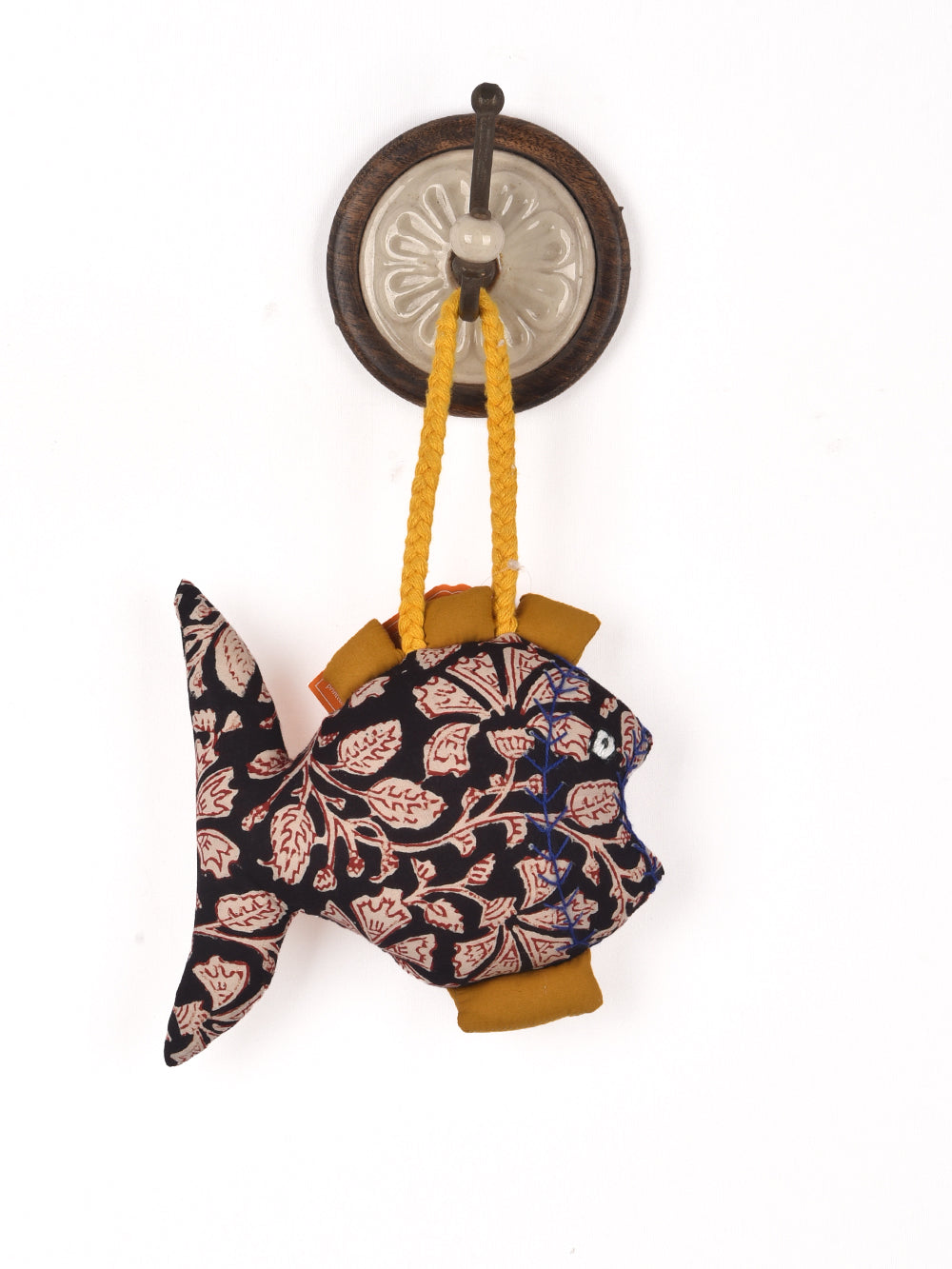 Fish Bagru Black Hand Block Printed Fabric Soft Toy