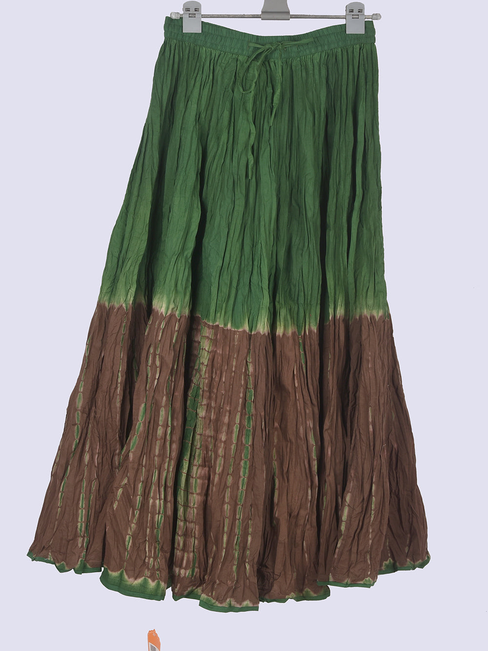 Green Tie & Dye Crinkled Cotton 28 Kali Kalidaar Skirt