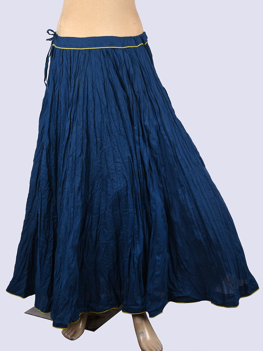 Plain Dyed Blue Crinkled Cotton Mulmul 48 Kali Kalidaar Skirt