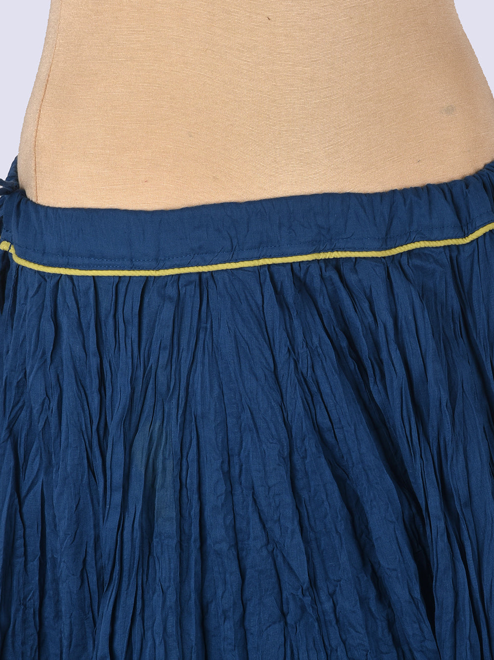 Plain Dyed Blue Crinkled Cotton Mulmul 48 Kali Kalidaar Skirt