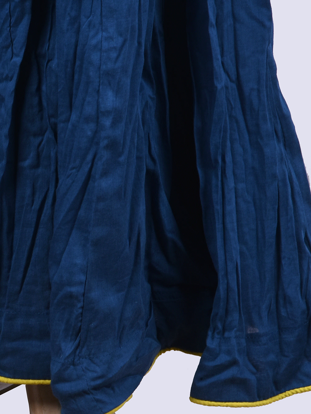 Plain Dyed Blue Crinkled Cotton Mulmul 48 Kali Kalidaar Skirt