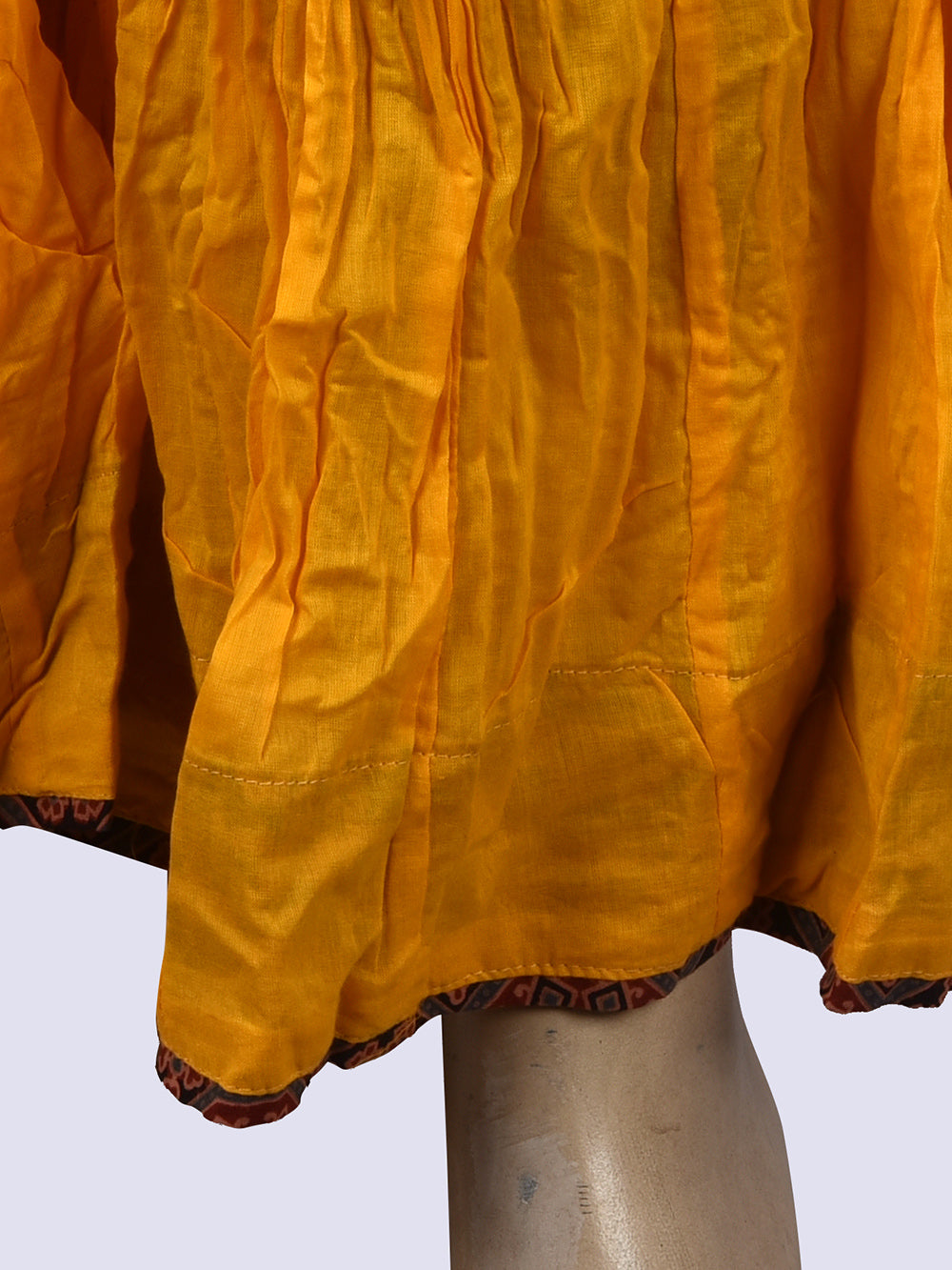 Yellow Plain Dyed Crinkled Cotton Mul mul 100 Kali Kalidaar Skirt