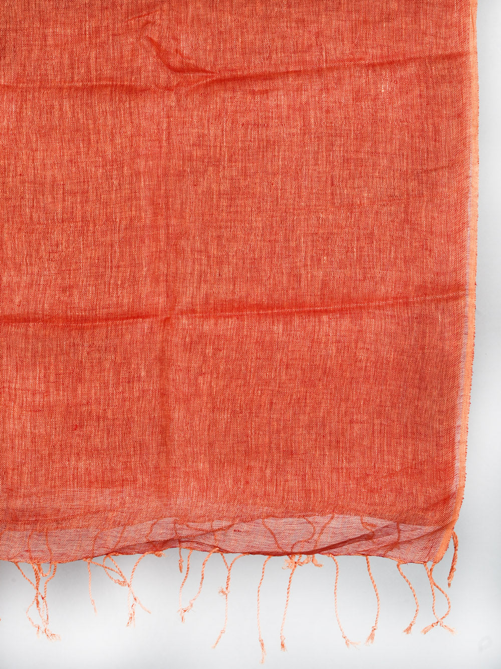 Yarn Dyed Orange Red Pure Linen Dupatta