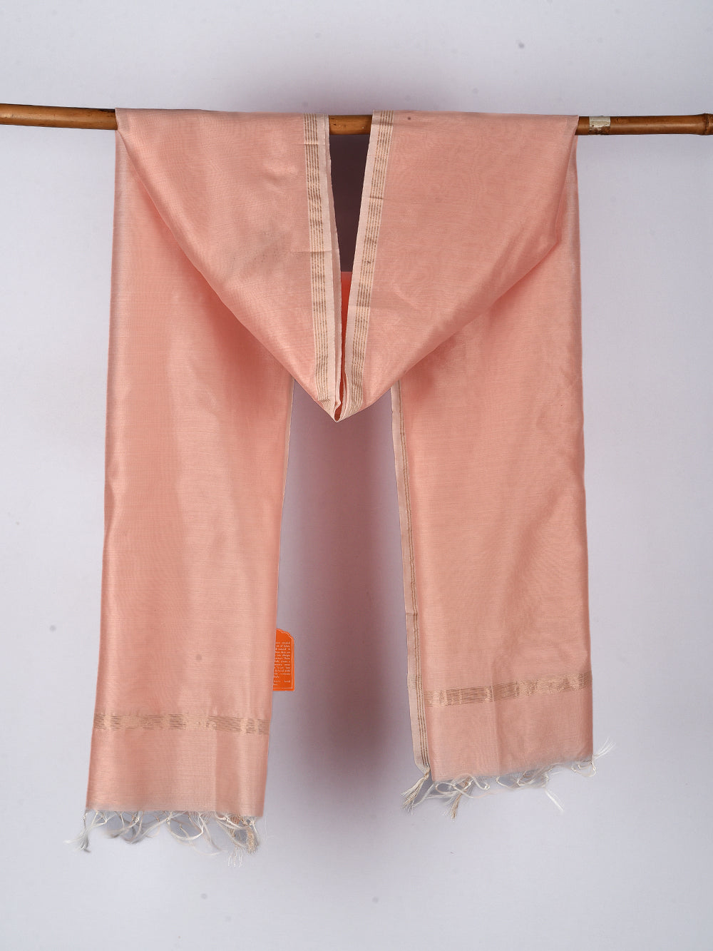 Peach Blush Cross Yarn Dyed Pure Chanderi Dupatta