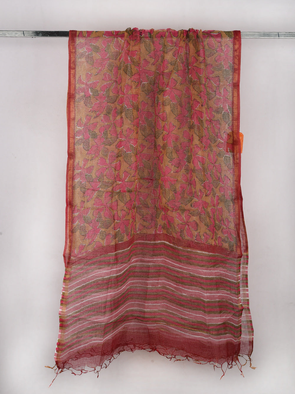 Multi Floral Jaal Hand Block Printed Pattern Kota Doria Dupatta