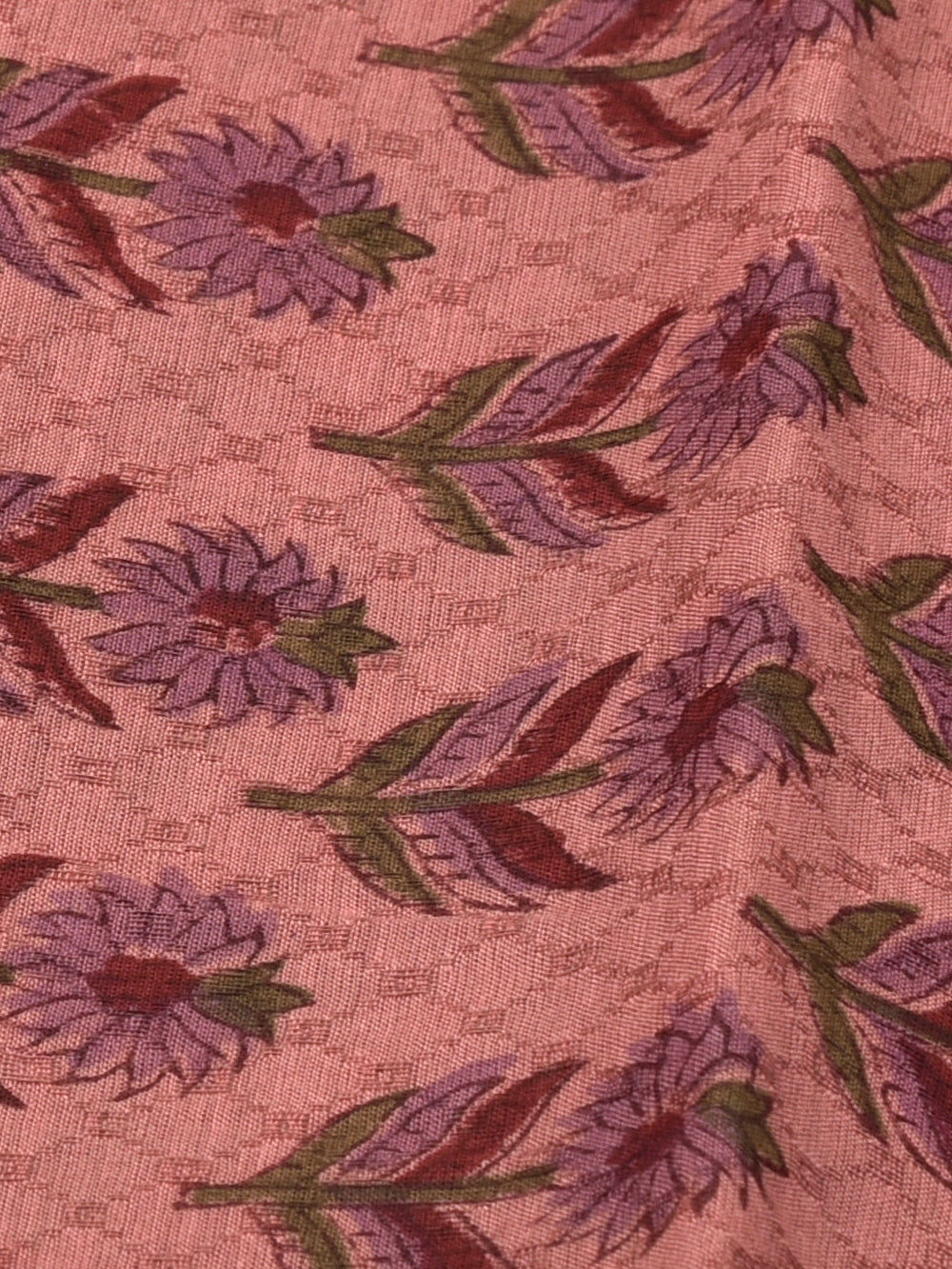 Antique Pink Surajmukhi Cotton Dobby Mangalgiri Sanganeri Hand Block Printed Fabric