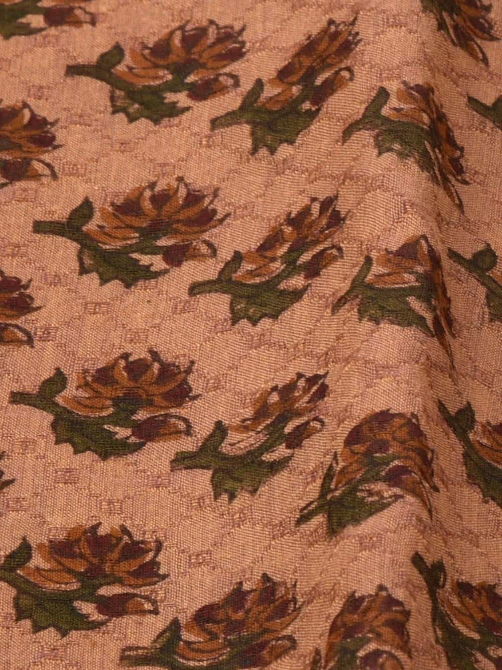 Rust Brown Booti Cotton Dobby Mangalgiri Sanganeri Hand Block Printed Fabric