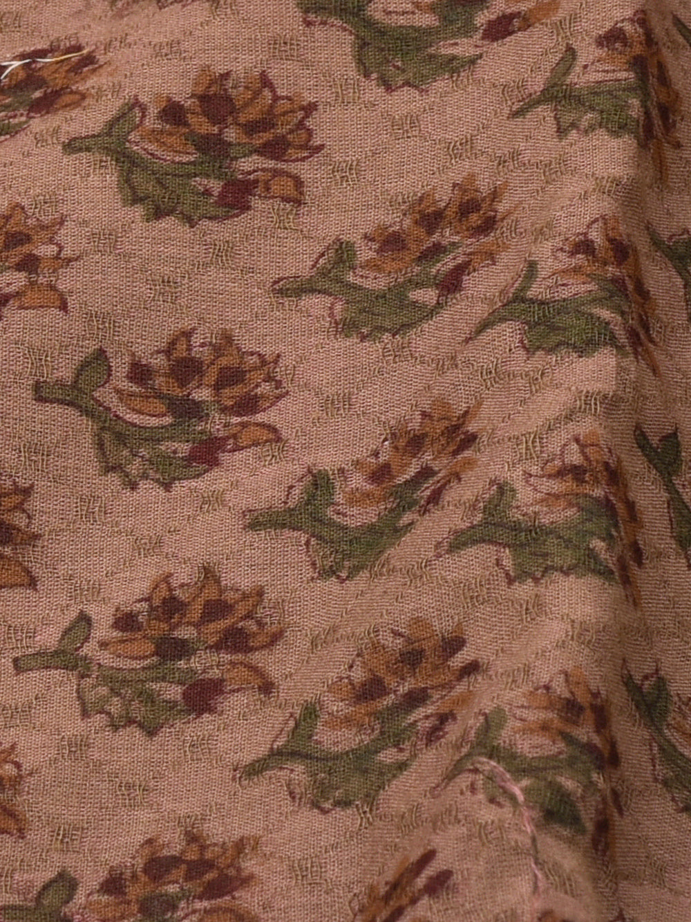 Earthy Brown Booti Cotton Dobby Mangalgiri Sanganeri Hand Block Printed Fabric