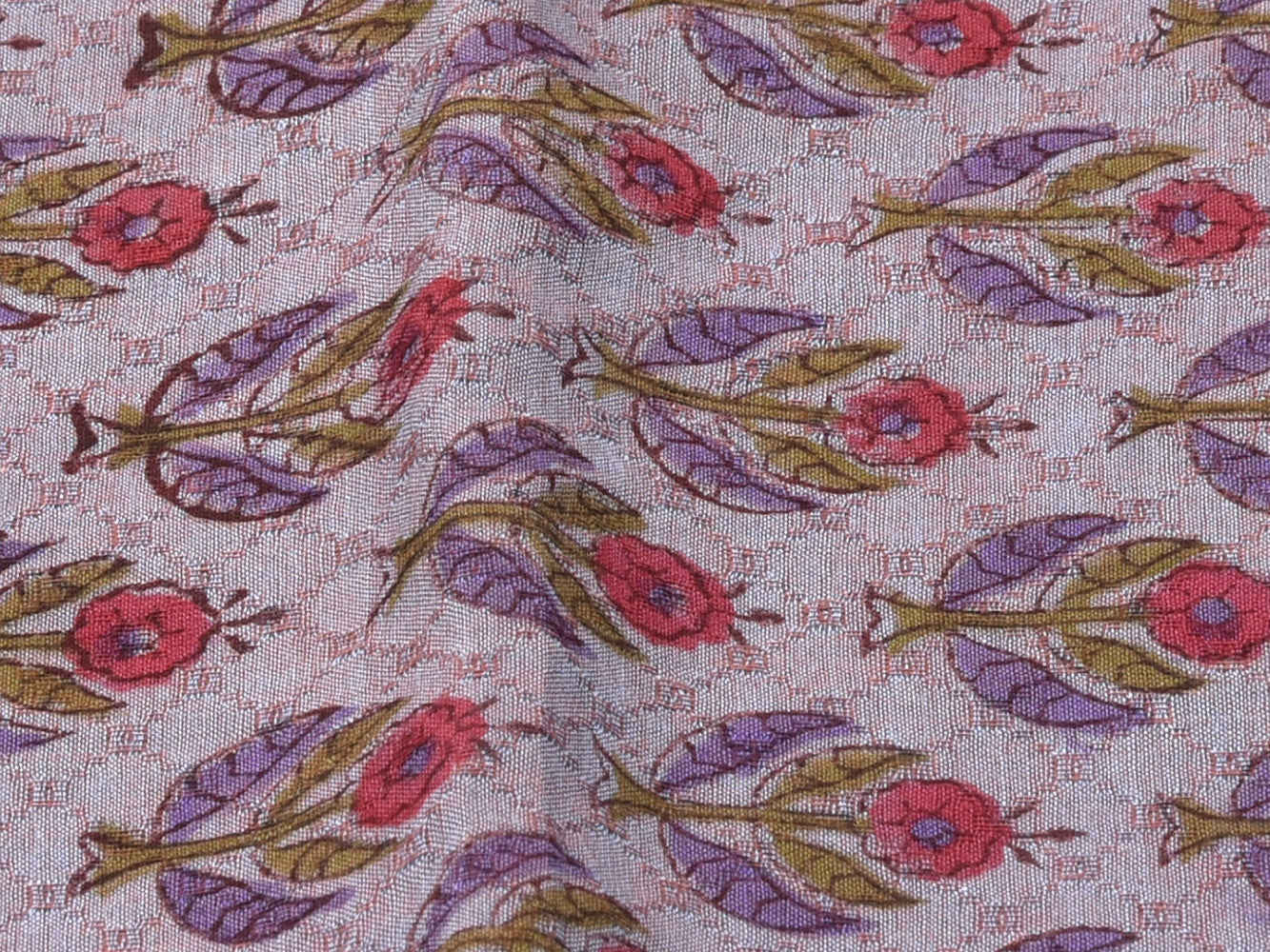 Dusty Lavendar Buti Cotton Dobby Mangalgiri Sanganeri Hand Block Printed Fabric