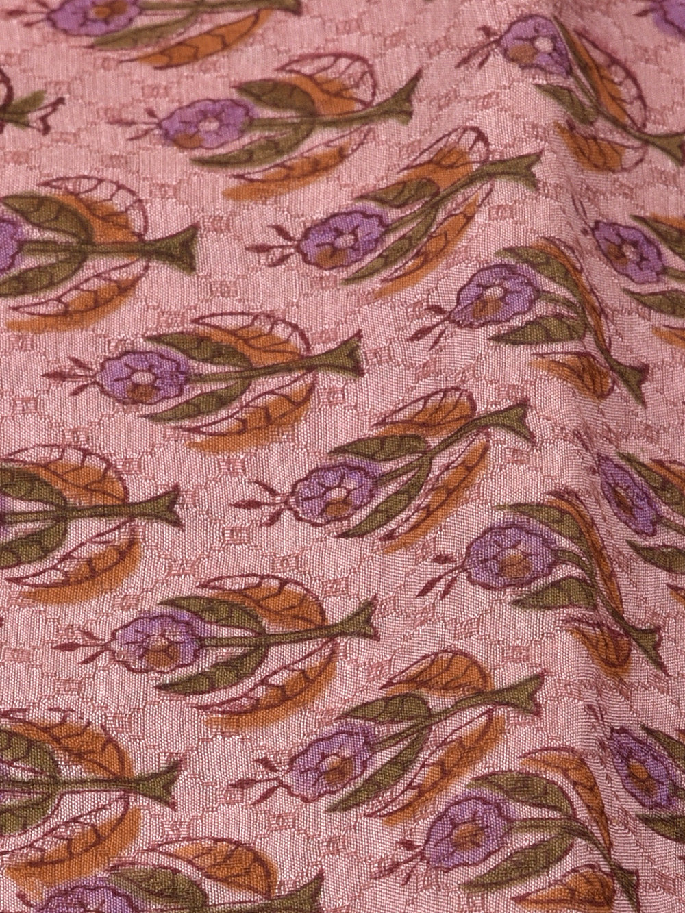 Mauve Buti Cotton Dobby Mangalgiri Sanganeri Hand Block Printed Fabric