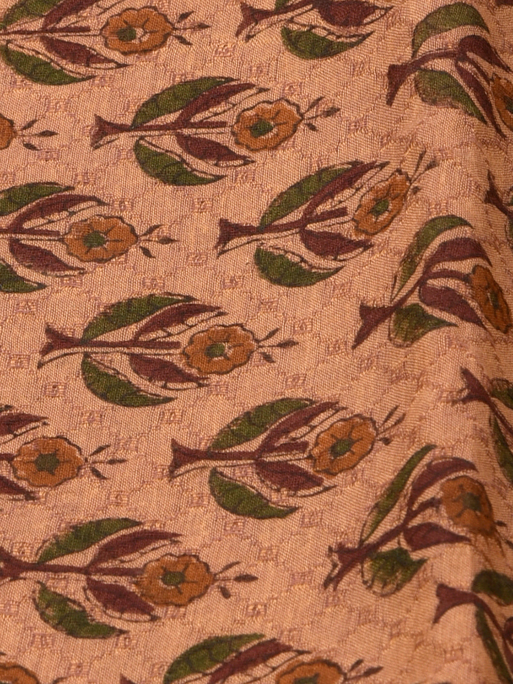 Rust Orange Buti Cotton Dobby Mangalgiri Sanganeri Hand Block Printed Fabric