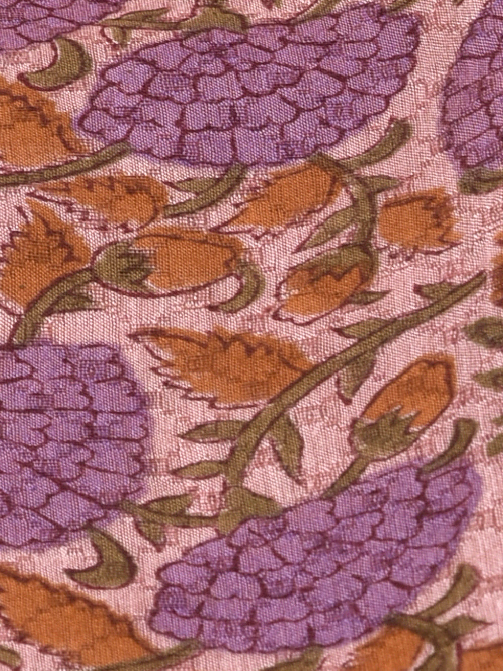 Mauve Marigold Cotton Dobby Mangalgiri Sanganeri Hand Block Printed Fabric