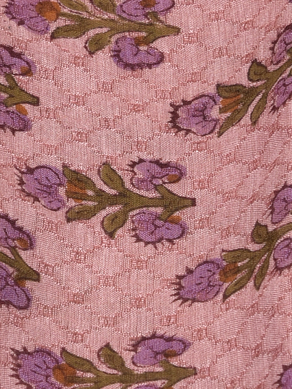 Mauve Guldasta Cotton Dobby Mangalgiri Sanganeri Hand Block Printed Fabric