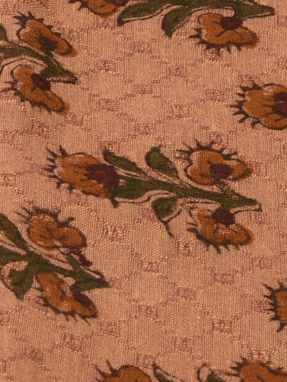 Burnt Orange Guldasta Cotton Dobby Mangalgiri Sanganeri Hand Block Printed Fabric