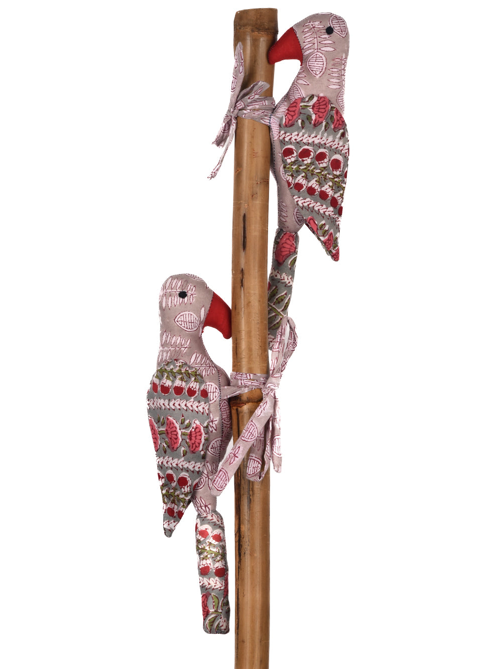 Grey Parrot Hand Block Printed Fabric Soft Toy