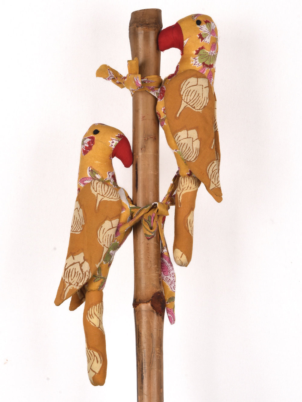 Yellow Parrot Hand Block Printed Fabric Soft Toy