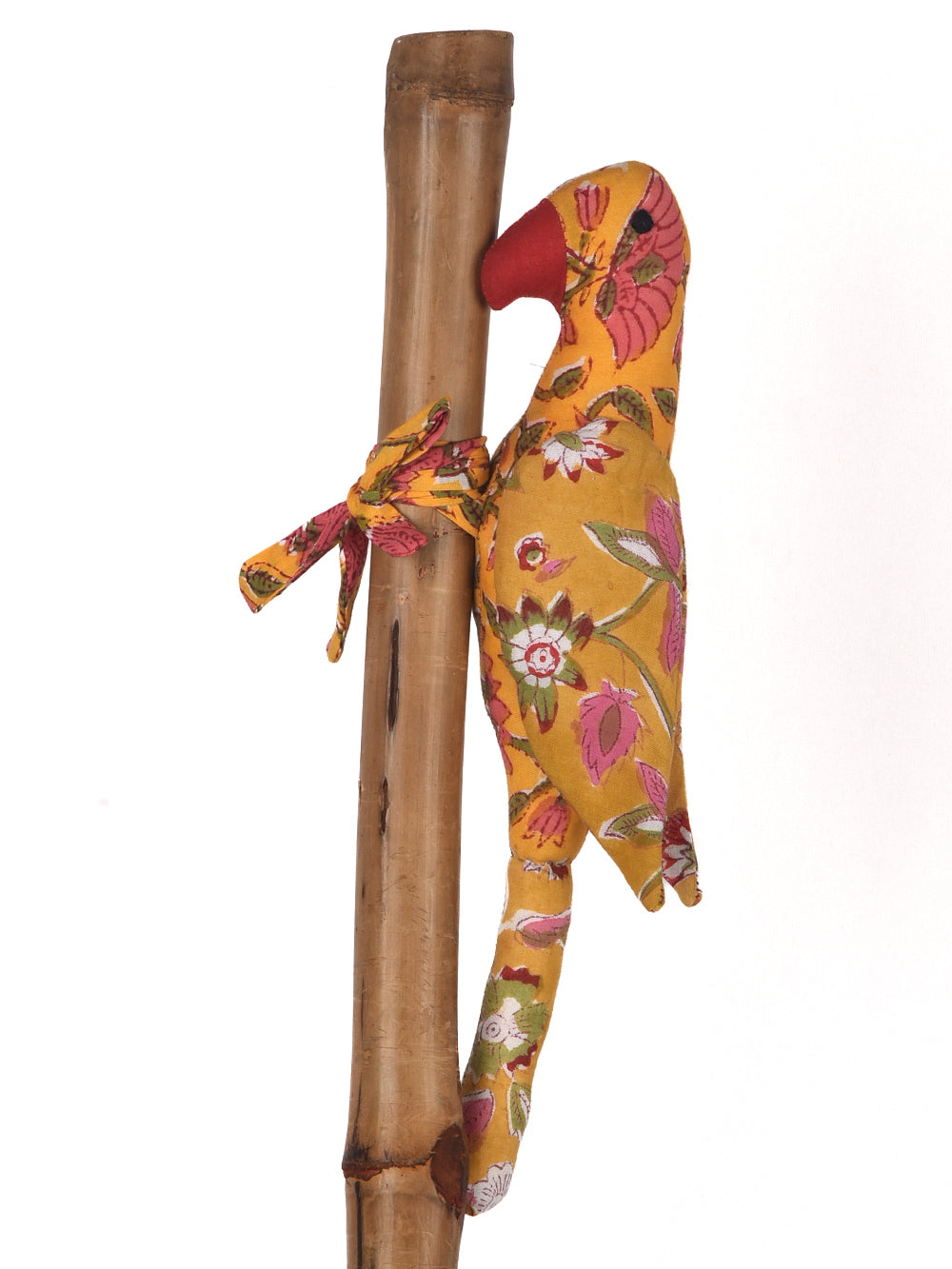 Mango Yellow Parrot Hand Block Printed Fabric Soft Toy