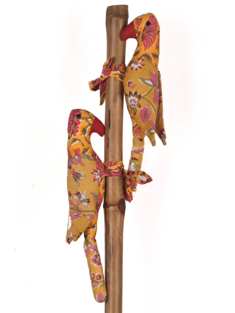 Mango Yellow Parrot Hand Block Printed Fabric Soft Toy