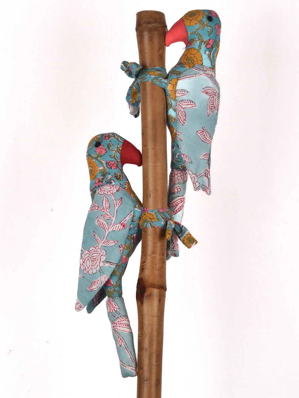 Bright Blue Parrot Hand Block Printed Fabric Soft Toy