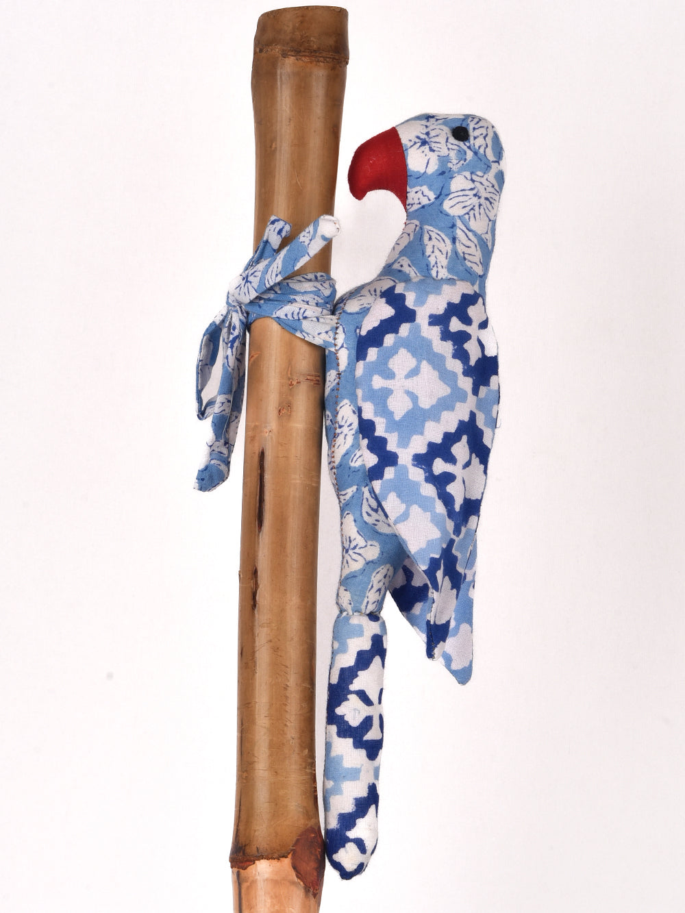 Blue Parrot Hand Block Printed Fabric Soft Toy