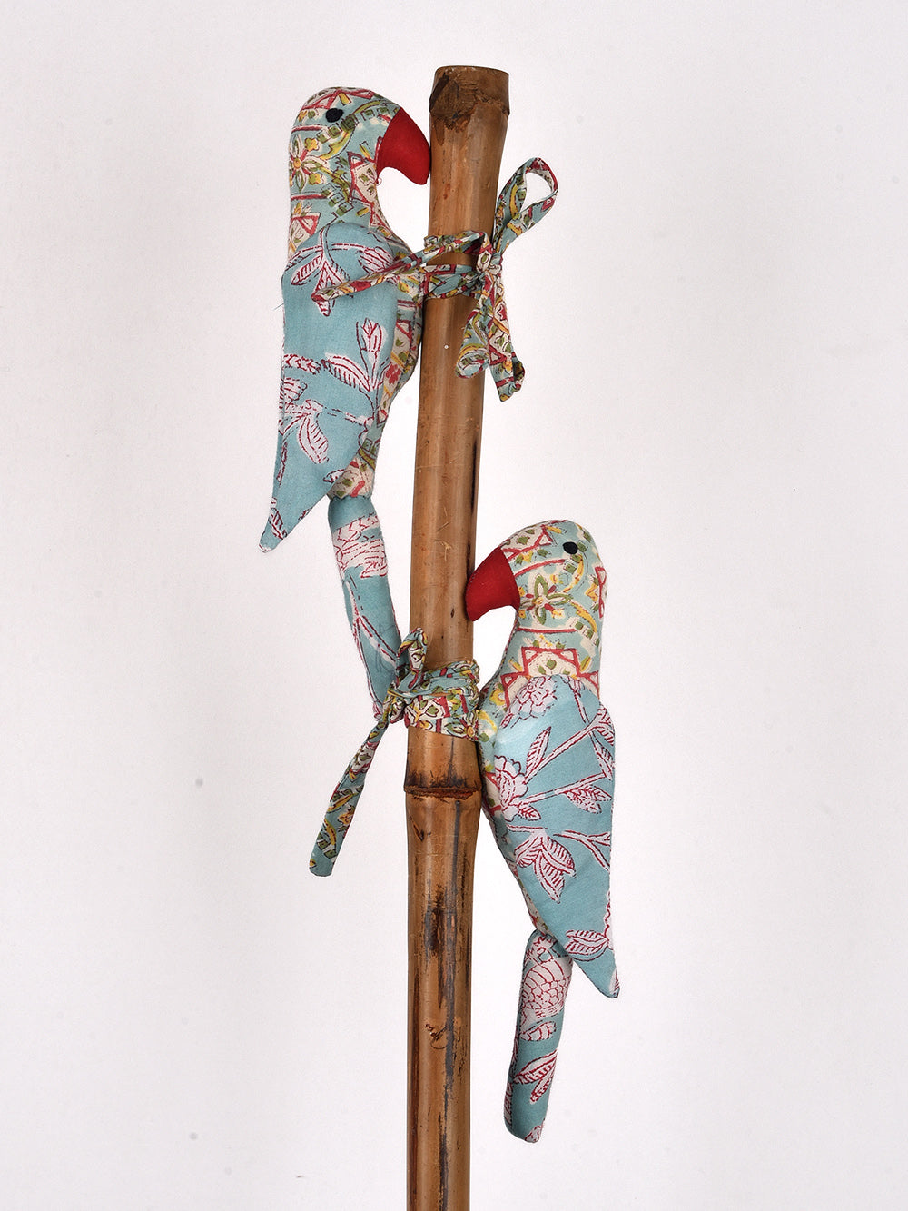 Sky Blue Parrot Hand Block Printed Fabric Soft Toy