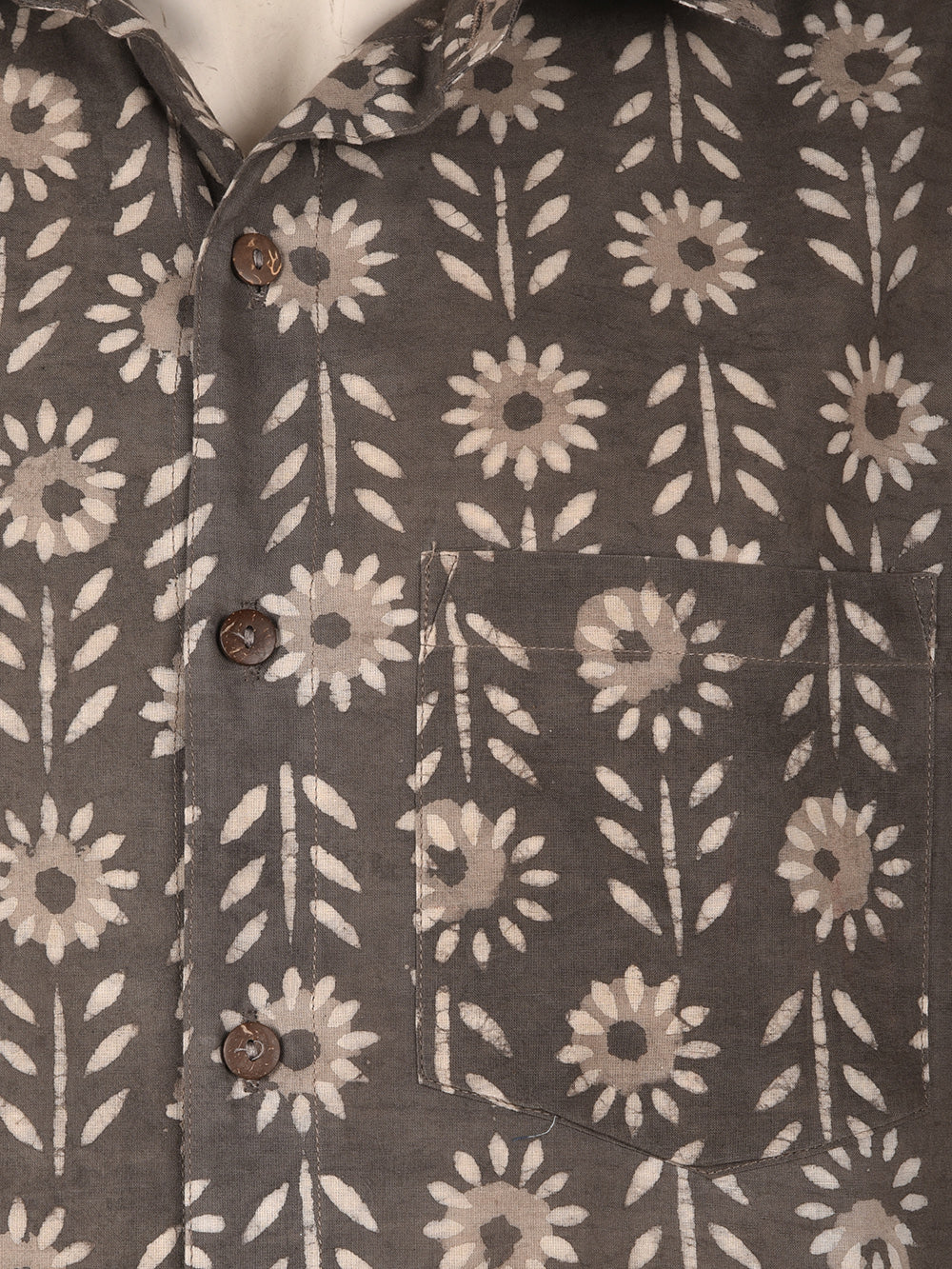 Kasis Flower Cotton Mens Half Sleeve Shirts