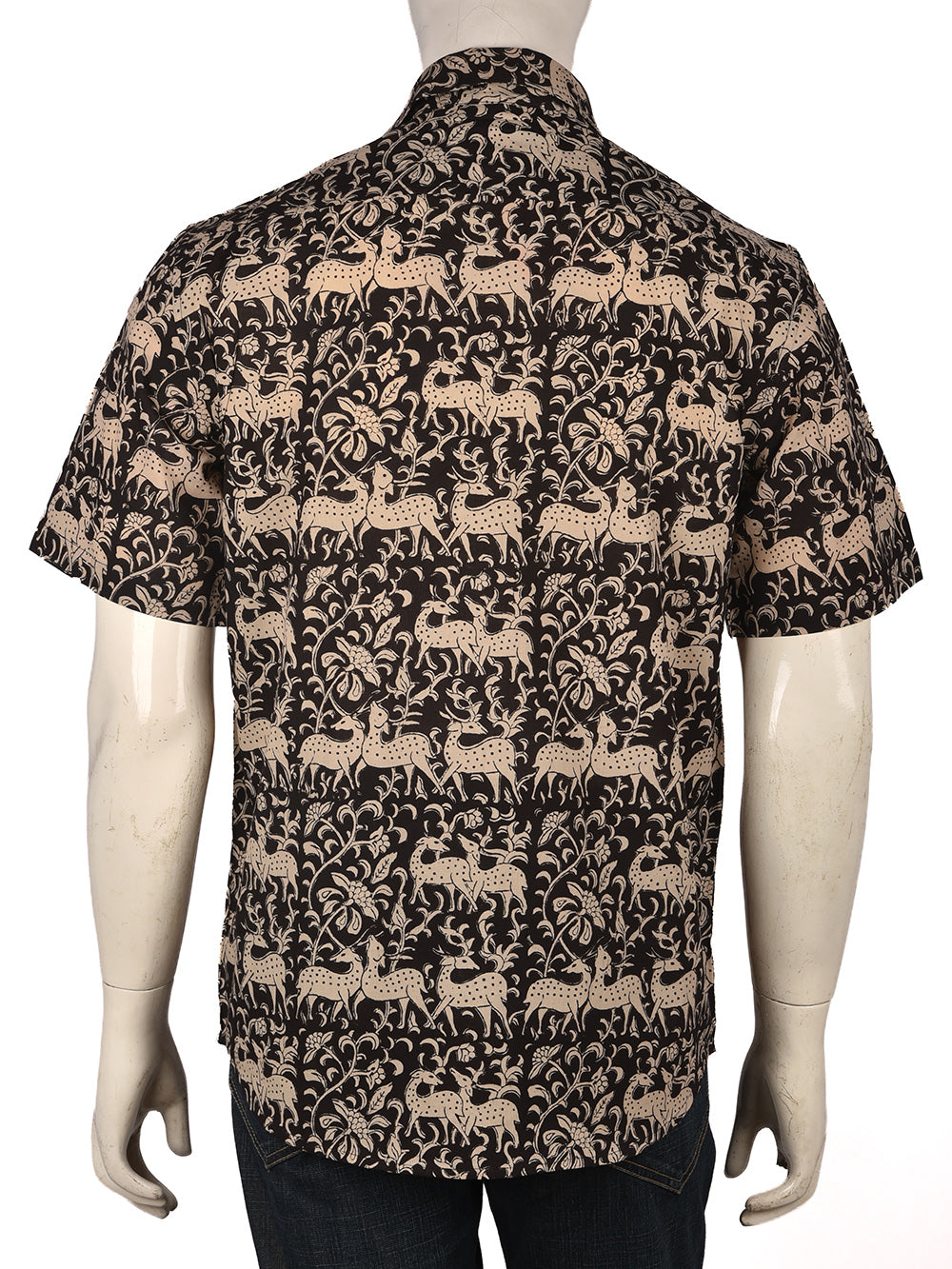 Black Hiran Cotton Mens Half Sleeve Shirts