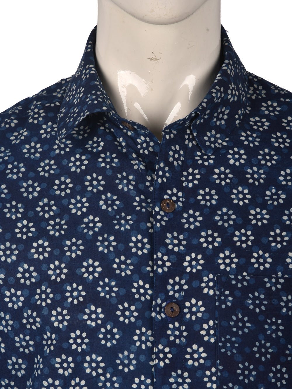 Indigo Flower Cotton Mens Half Sleeve Shirts